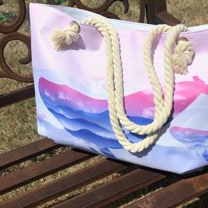 LOF “Whale Fun” large canvas beach tote